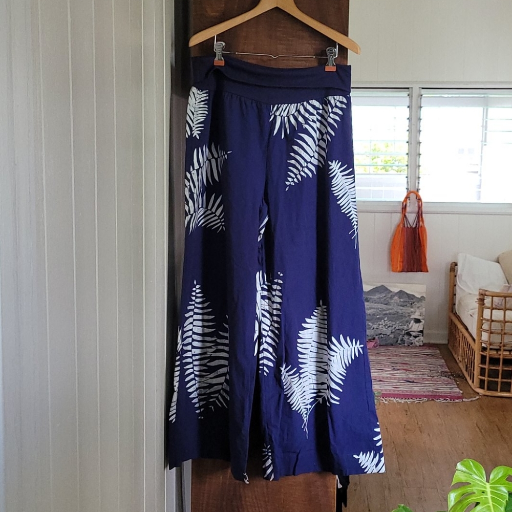COPY - Kealapiko All Aloha Blue Wide Leg Fern Pants